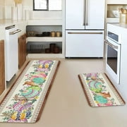SDJMa Happy Easter Kitchen Rugs and Mats Set of 2, Non-Slip Washable Easter Egg and Bunny Floor Mat for Spring Farmhouse Home Kitchen Decorations, 16x24 Inch + 16x47 inch